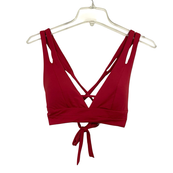 Becca Elaine Split Strap Bikini Top Size L Adobe Red Brown Party Longline NWOT - Picture 1 of 6